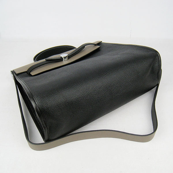 7A Replica Hermes Black/Grey Kelly 32cm Togo Leather Bag 60667 - Click Image to Close